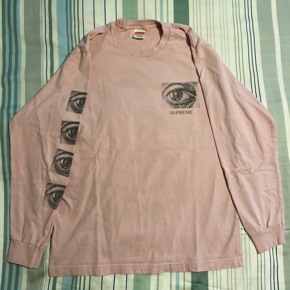 SUPREME X ESCHER EYE LONG SLEEVE TEE MEDIUM PINK
